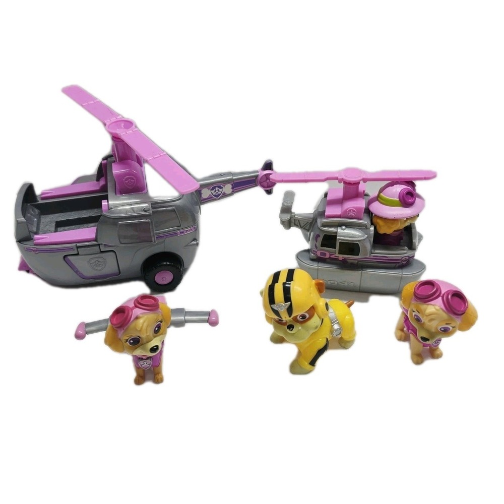Lot of 5 PAW Patrol PUPS Action Figures And Accessories Girl Dogs Helicopters